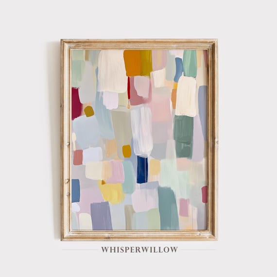 Abstract Subtle Colorful Blocks Painting Modern Wall Decor Contemporary Minimalistic Design Joyful Patterns