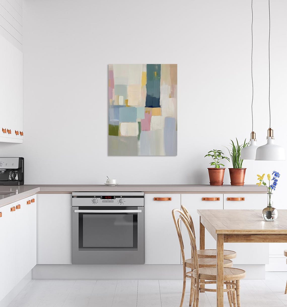 Soft Pastel Abstract Color Block Painting in Neutral Tones Poster - Image 4