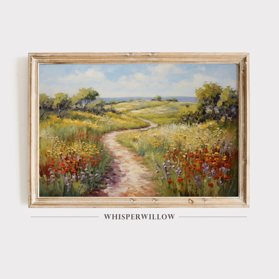 Colorful Wildflower Valley Winding Stone Path Spring Meadow Poster