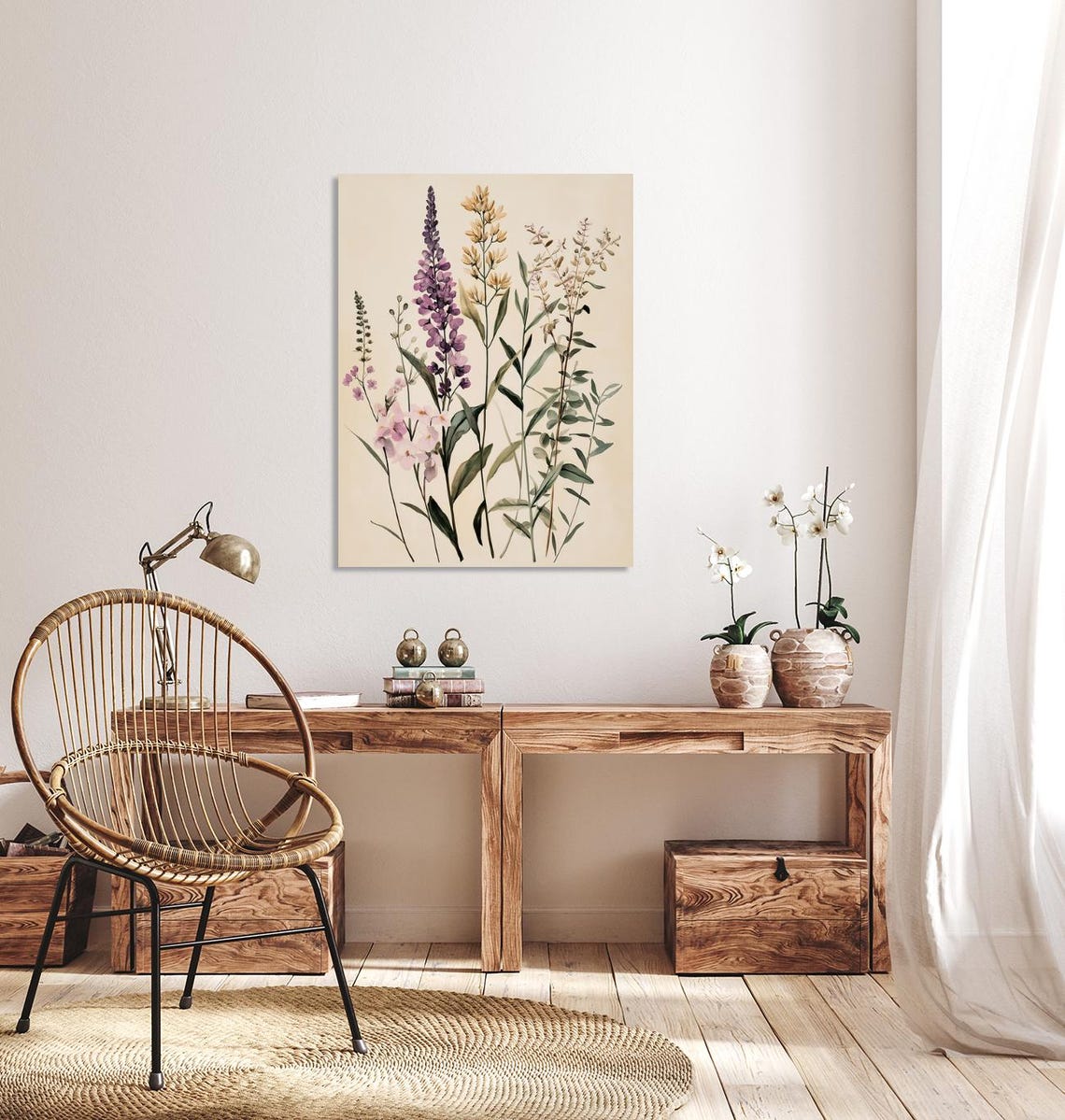 Delicate Purple and Pink Wildflower Botanical Illustration Poster - Image 2