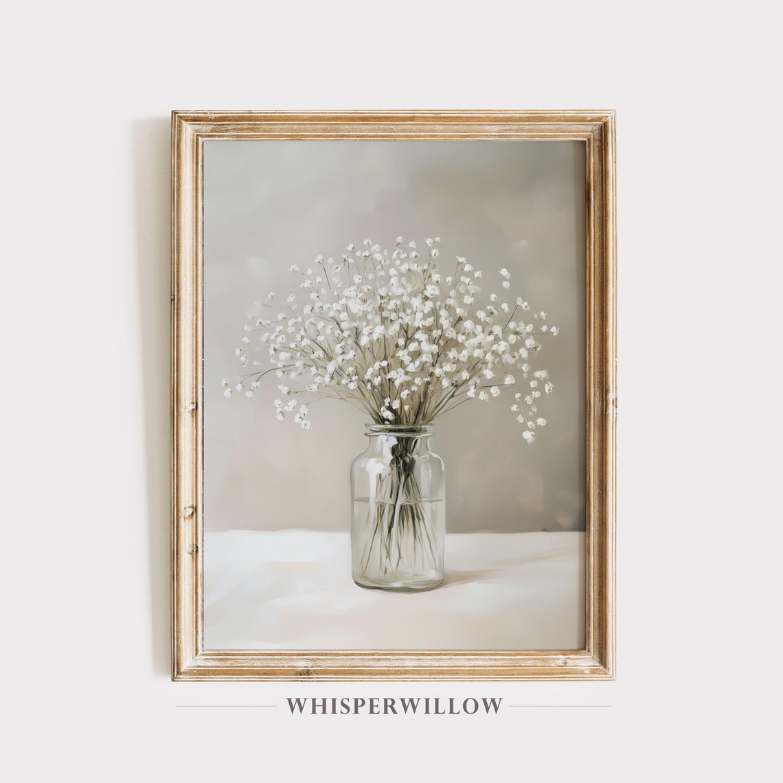 Baby's Breath Bouquet Painting, Elegant Floral Art Print