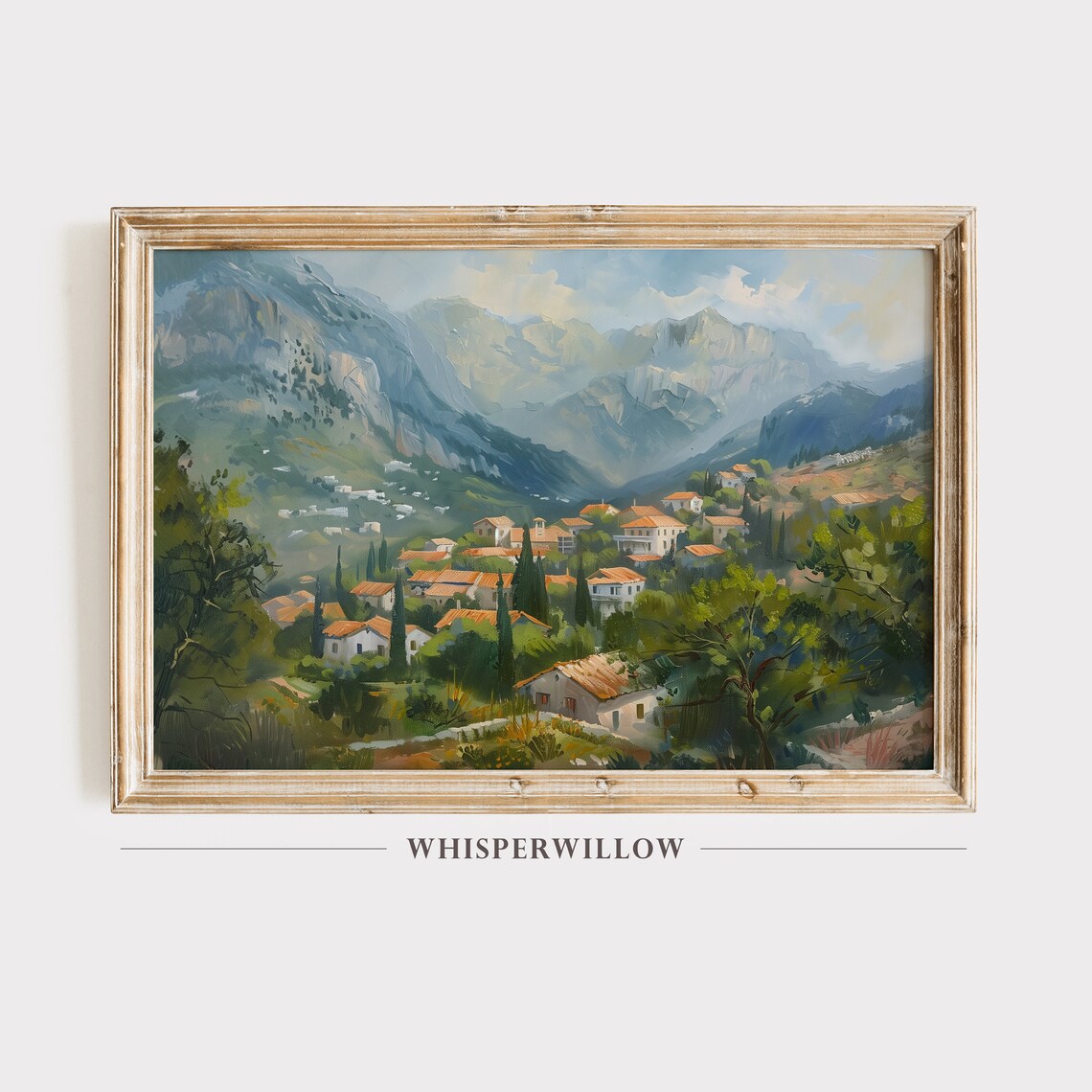 Antique Greek Mountains Oil Painting Print, Europe Decor