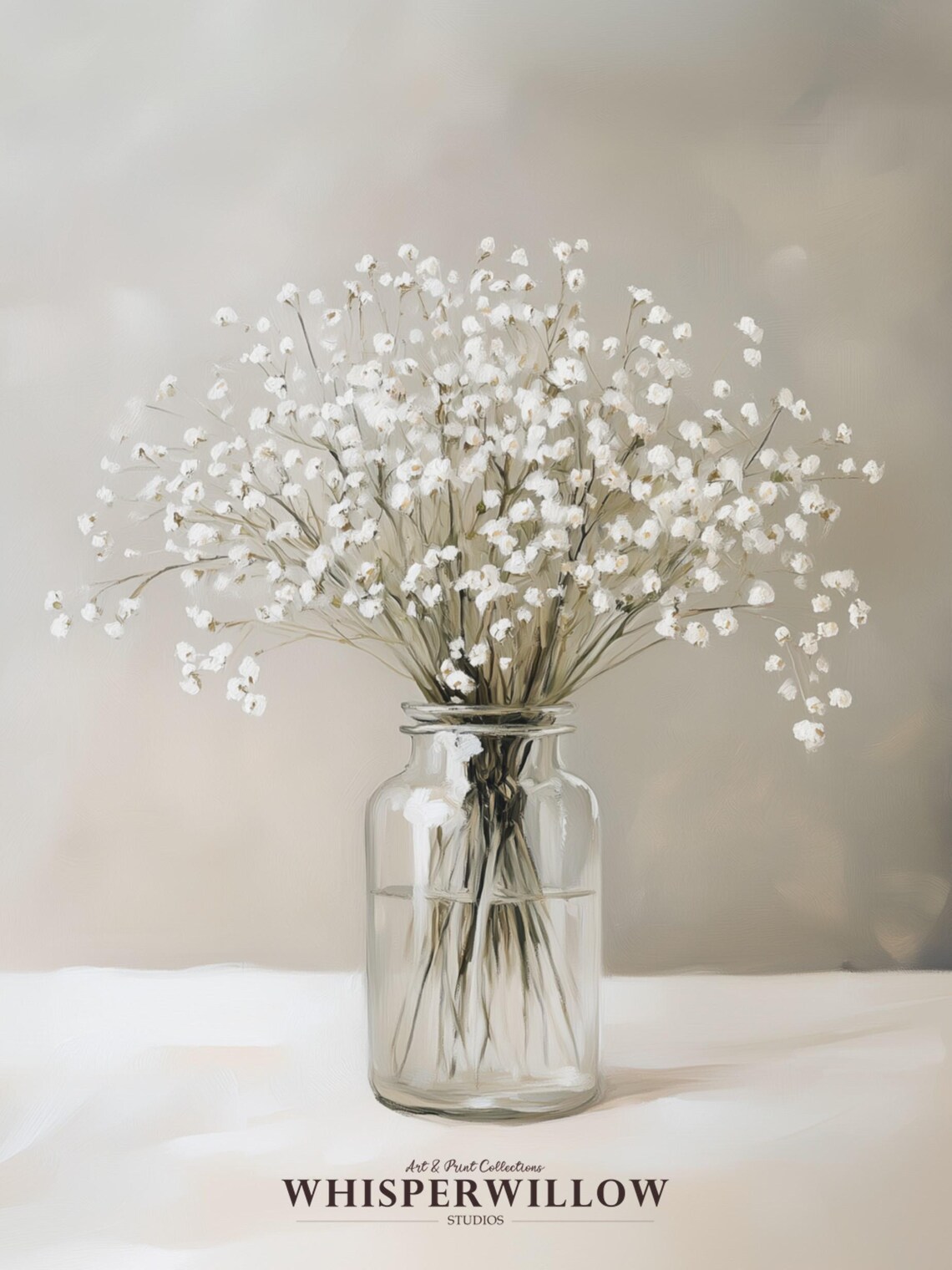 Baby's Breath Bouquet Painting, Elegant Floral Art Print - Image 6