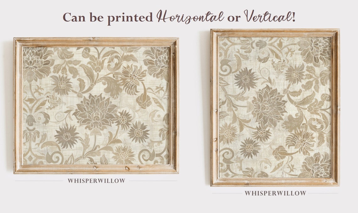 Beige Ivory Damask Floral Pattern Elegant Textile Style Poster - Image 6