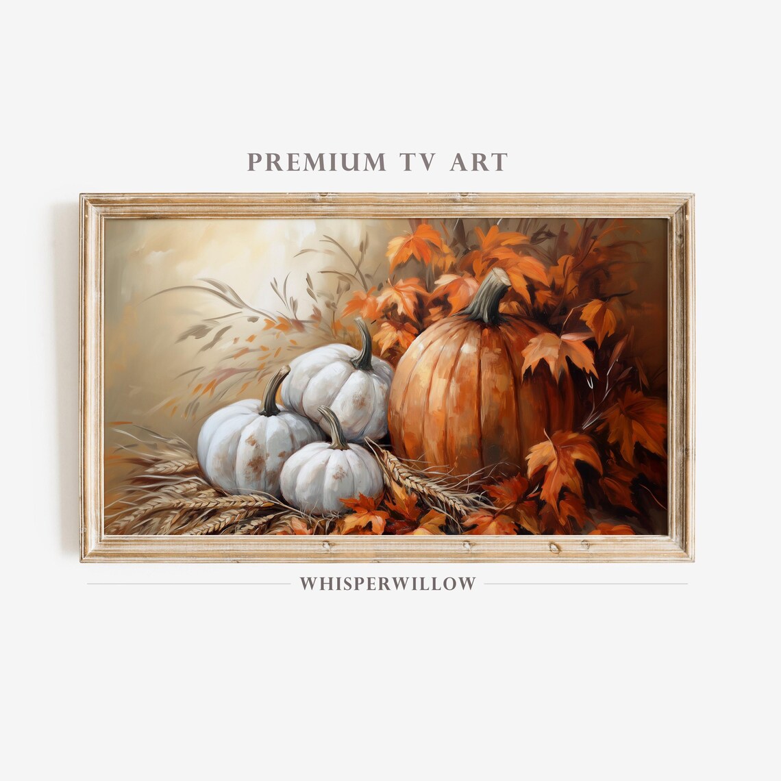 Pumpkins Autumn Leaves Still Life, Fall Art Print