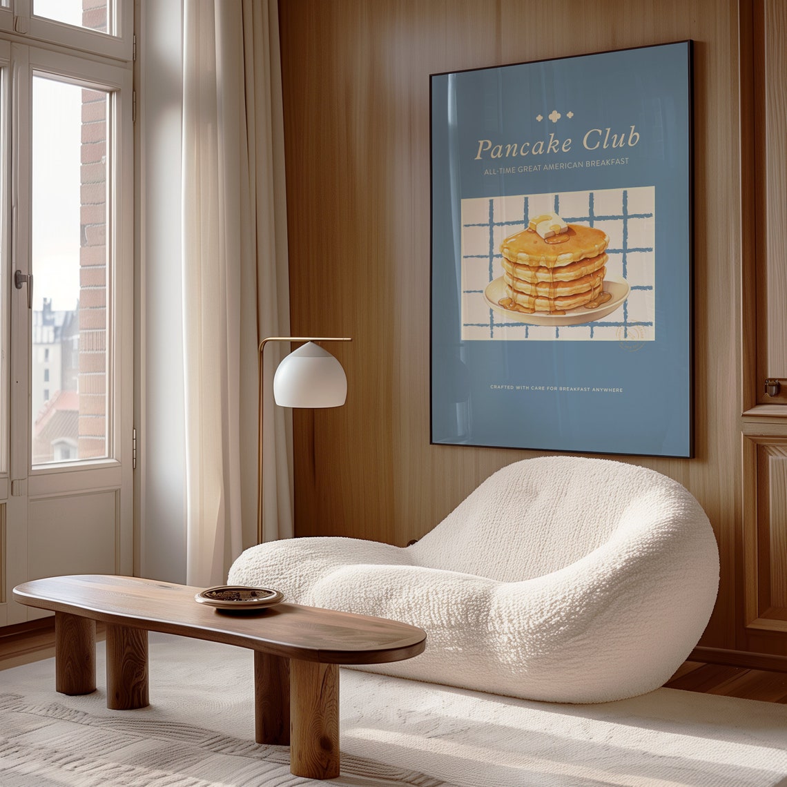Pancake Club American Breakfast Retro Blue Kitchen Wall Art Poster - Image 4