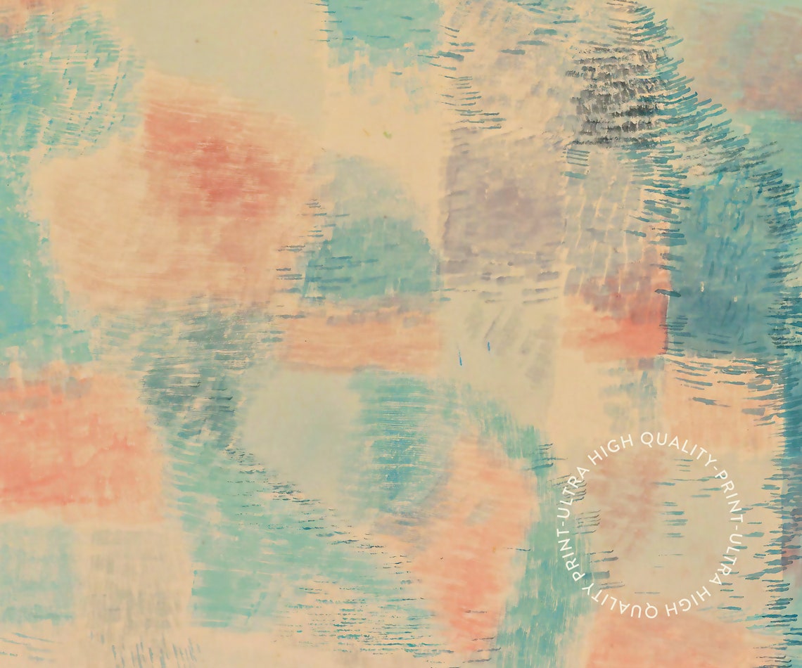 Paul Klee Rote Erde Pastel Abstract Geometric Teal Coral Art Print - Image 5