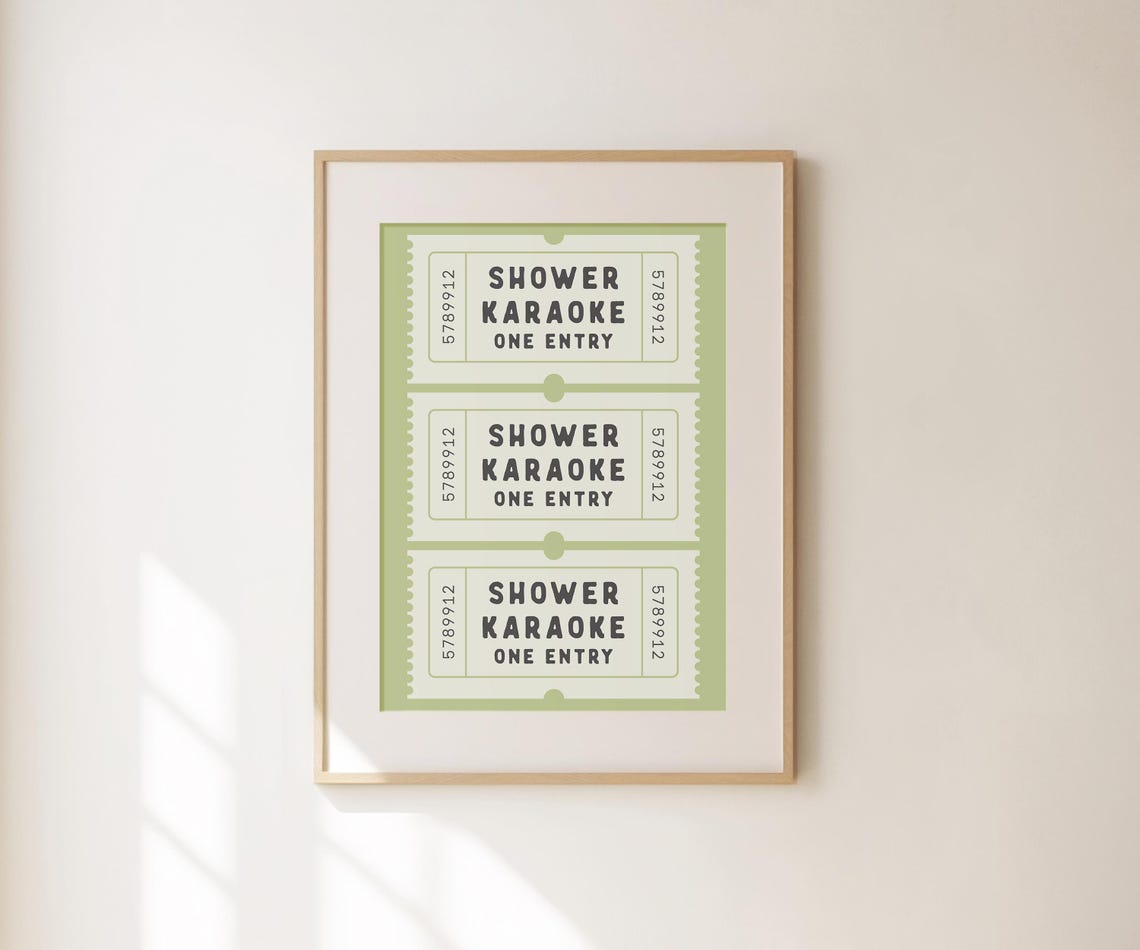 Shower Karaoke Ticket Print Bathroom Decor Aesthetic Shower Singing Poster Retro Preppy Bathroom Art Cute Wall Art - Image 4
