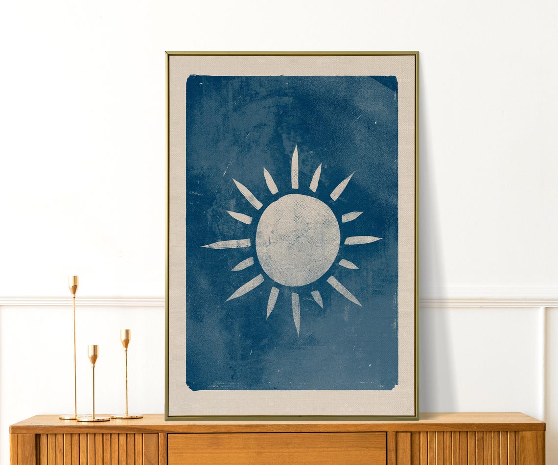 Le Soleil Vintage Sun Indigo Celestial Tarot Aesthetic Wall Poster - Image 2