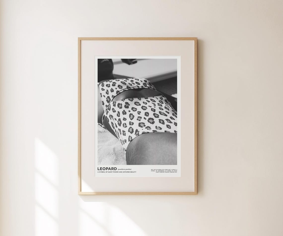 Leopard Bikini Sunbather Black White Close Up Beach Wall Poster - Image 3