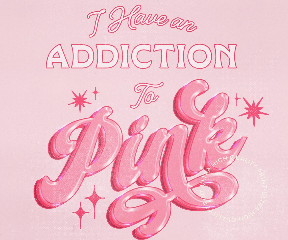 I Have An Addiction To Pink Quote Retro Glossy Balloon Letter Poster - Image 5