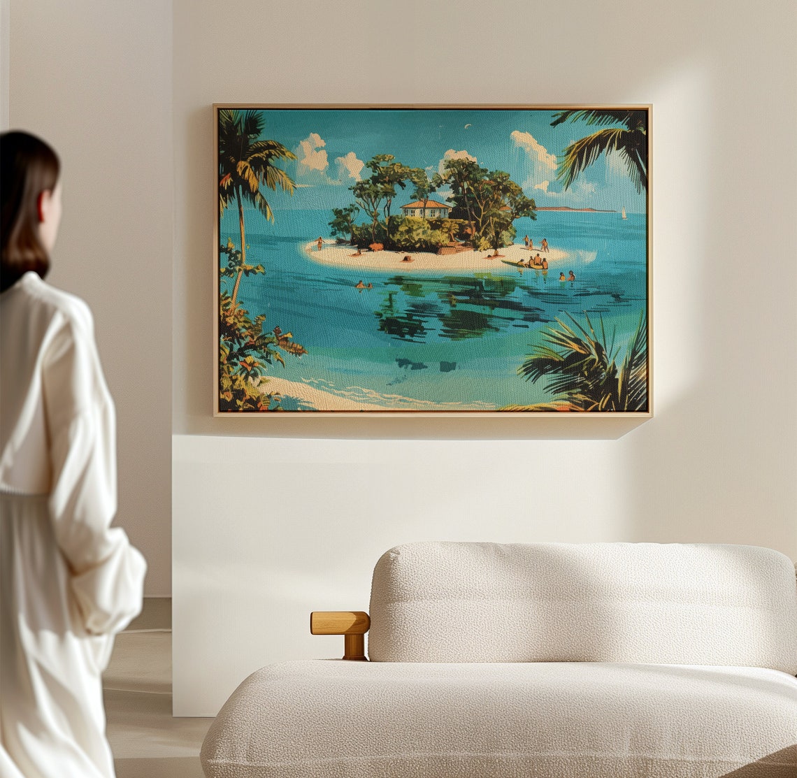 Vintage Tropical Island Beach Palms Retro Turquoise Wall Art Poster - Image 3