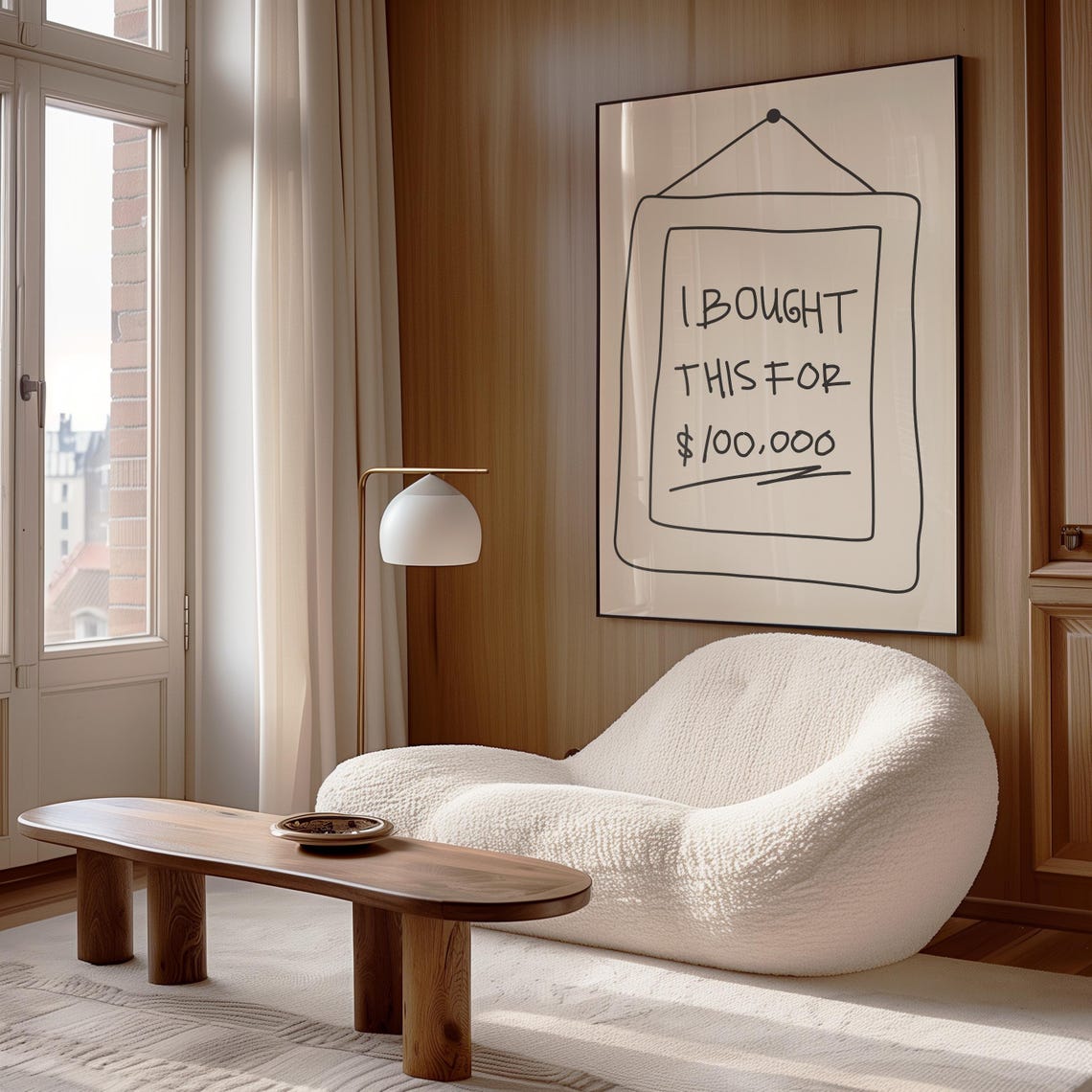 I Bought This For 100000 Sarcastic Hand Drawn Funny Minimalist Print - Image 2