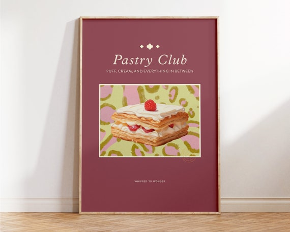 Pastry Food Print Retro Kitchen Prints Modern Wall Art In The Kitchen Vintage Sweet Food Art Pink Kitchen Wall Decor Diningroom Wall Art
