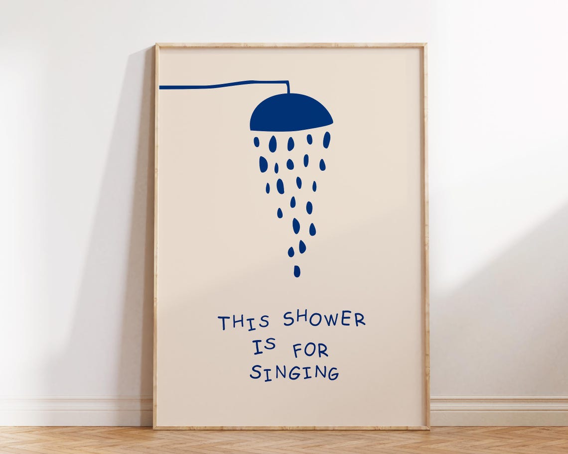 This Shower Is For Singing Print Aesthetic Bathroom Decor Shower Singing Poster Retro Preppy Bathroom Art Trendy Dorm Cute Wall Art - Image 4