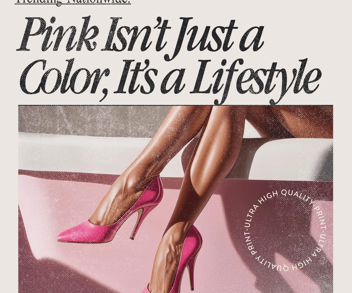 Pink Isnt Just A Color Its A Lifestyle Retro Newspaper Quote Wall Art - Image 5