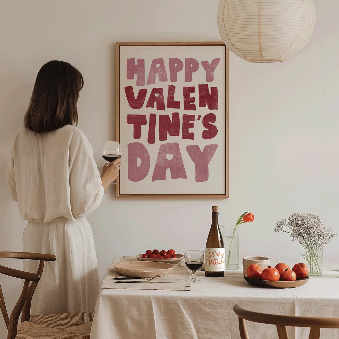 Happy Valentines Day Chunky Pink Bubble Letters Retro Love Poster - Image 2