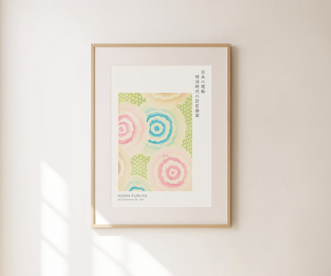 Korin Furuya Bijutsukai 1901 Japanese Floral Circle Pattern Art Poster - Image 2