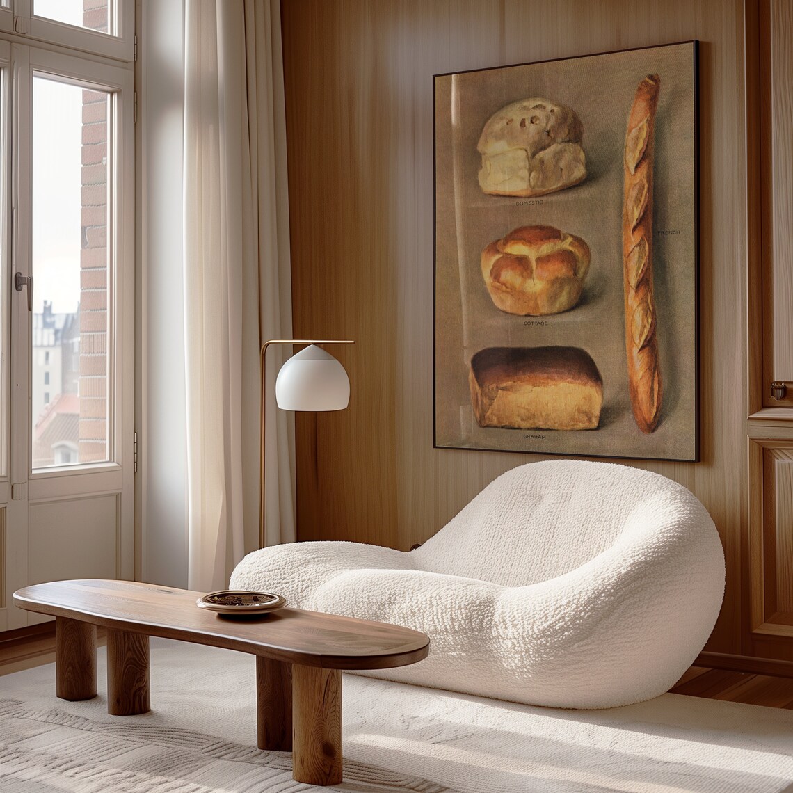 Vintage Grocer Bread Loaf French Baguette Cream Toned Kitchen Decor Poster - Image 3
