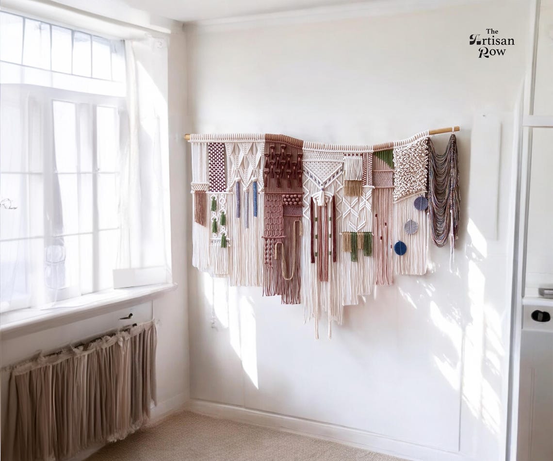 Macrame Wall Hanging Macraweaves Bohemian Decoration Woven Wall Hanging Macrame Mural Housewarming Gift Headboard Decor Handmade Gift - Image 2