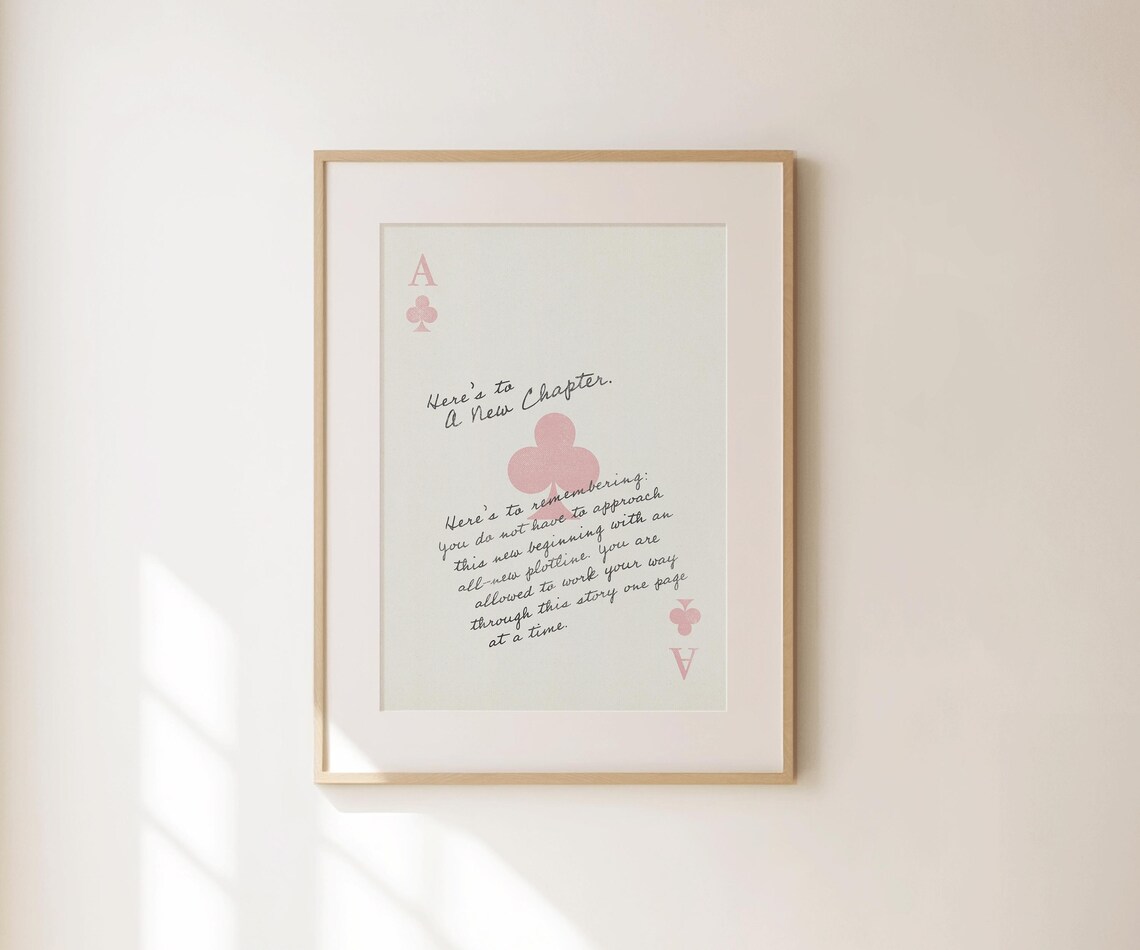 Heres To A New Chapter Pink Ace Of Clubs Affirmation Wall Art Print Poster - Image 2