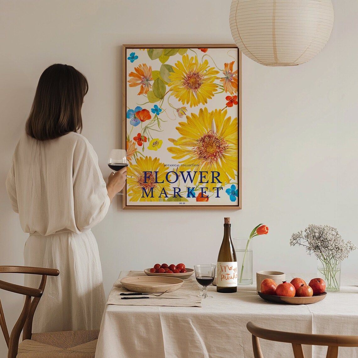 The Flower Market Posters Yellow Flower Wall Art For Living Room Vintage Flower Market Print Botanical Prints Office Wall Art - Image 3
