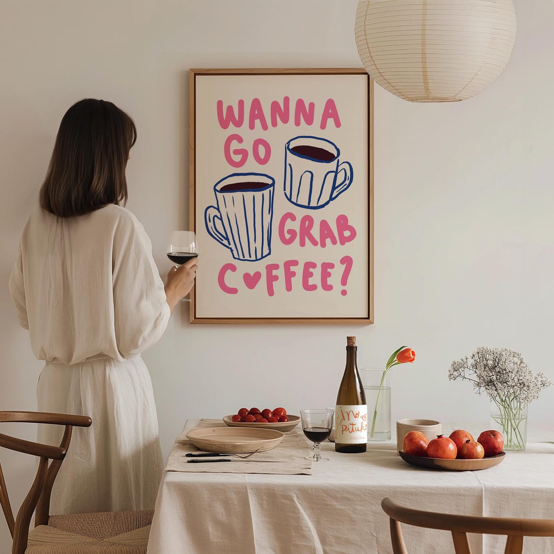 Wanna Go Grab Coffee Print Gift For Coffee Lover Coffee Wall Art Kitchen Wall Art Trendy Apartment Decor Cute Coquette Dorm Decor - Image 2