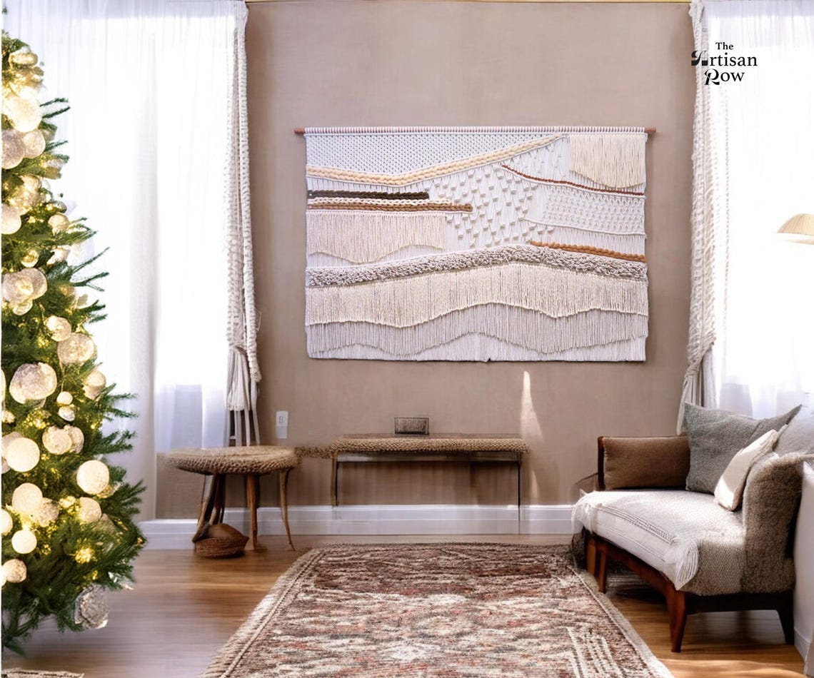 Large Macrame Wall Hanging Macraweaves Bohemian Decoration Woven Wall Hanging Macrame Mural Housewarming Gift Headboard Decor Gift - Image 3
