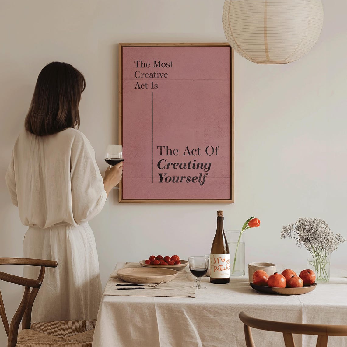The Most Creative Act Is Creating Yourself Pink Minimal Quote Poster - Image 3
