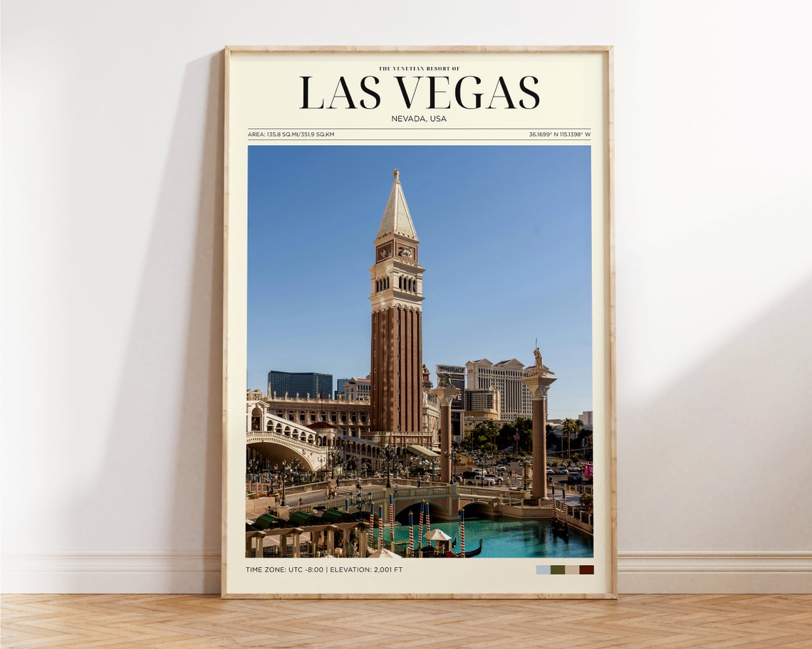 Travel Poster Las Vegas Strip Poster Las Vegas Venetian Print Las Vegas Wall Art For Living Room Large Modern Office Cities Wall Art - Image 2