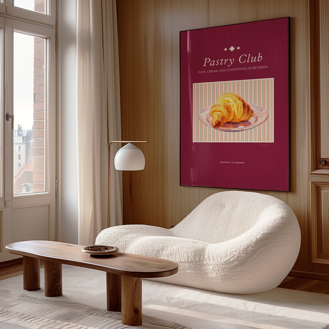 Pastry Club Croissant Vintage Kitchen Food Illustration Red Poster - Image 4