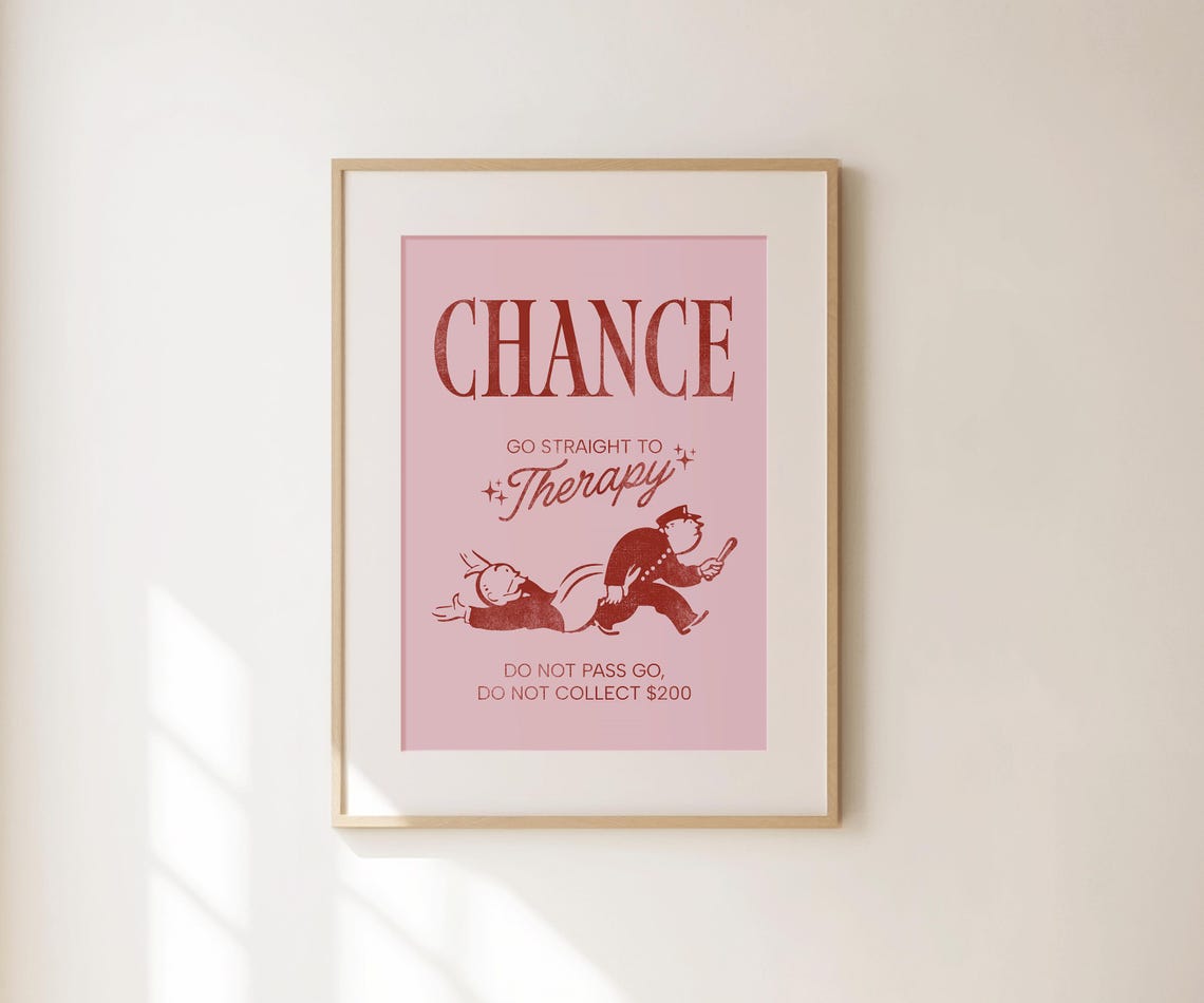 Chance Go Straight To Therapy Monopoly Parody Funny Office Wall Print - Image 4