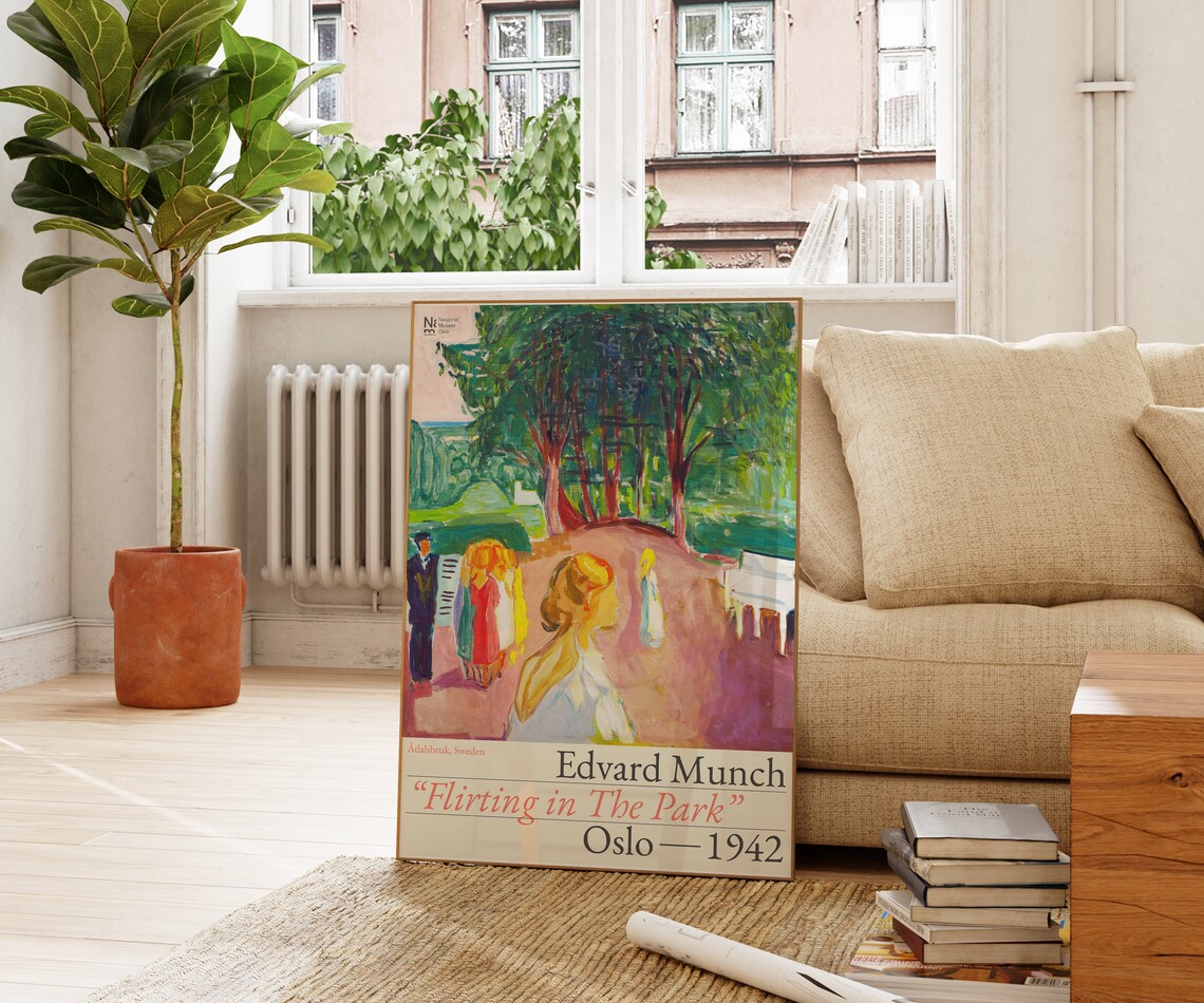 Edvard Munch Flirting in the Park 1942 Garden Figures Oslo Art Print - Image 4