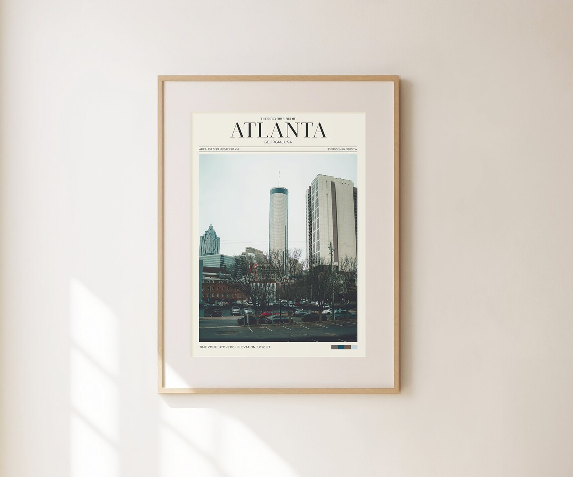 Downtown Atlanta Georgia Skyline Street View Cityscape Travel Poster - Image 2
