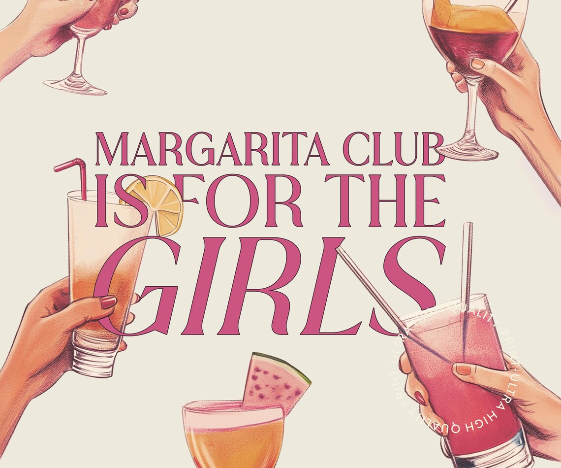 Margarita Club Is For The Girls Pink Cocktail Cheers Retro Bar Art Poster - Image 5