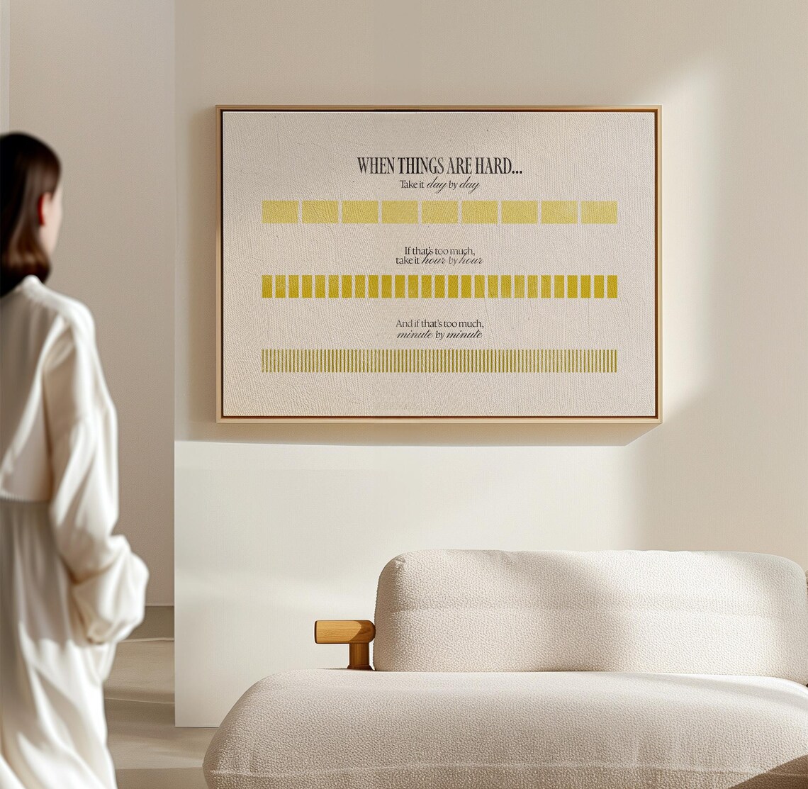 When Things Are Hard Day By Day Yellow Bar Mental Health Wall Art Print - Image 3