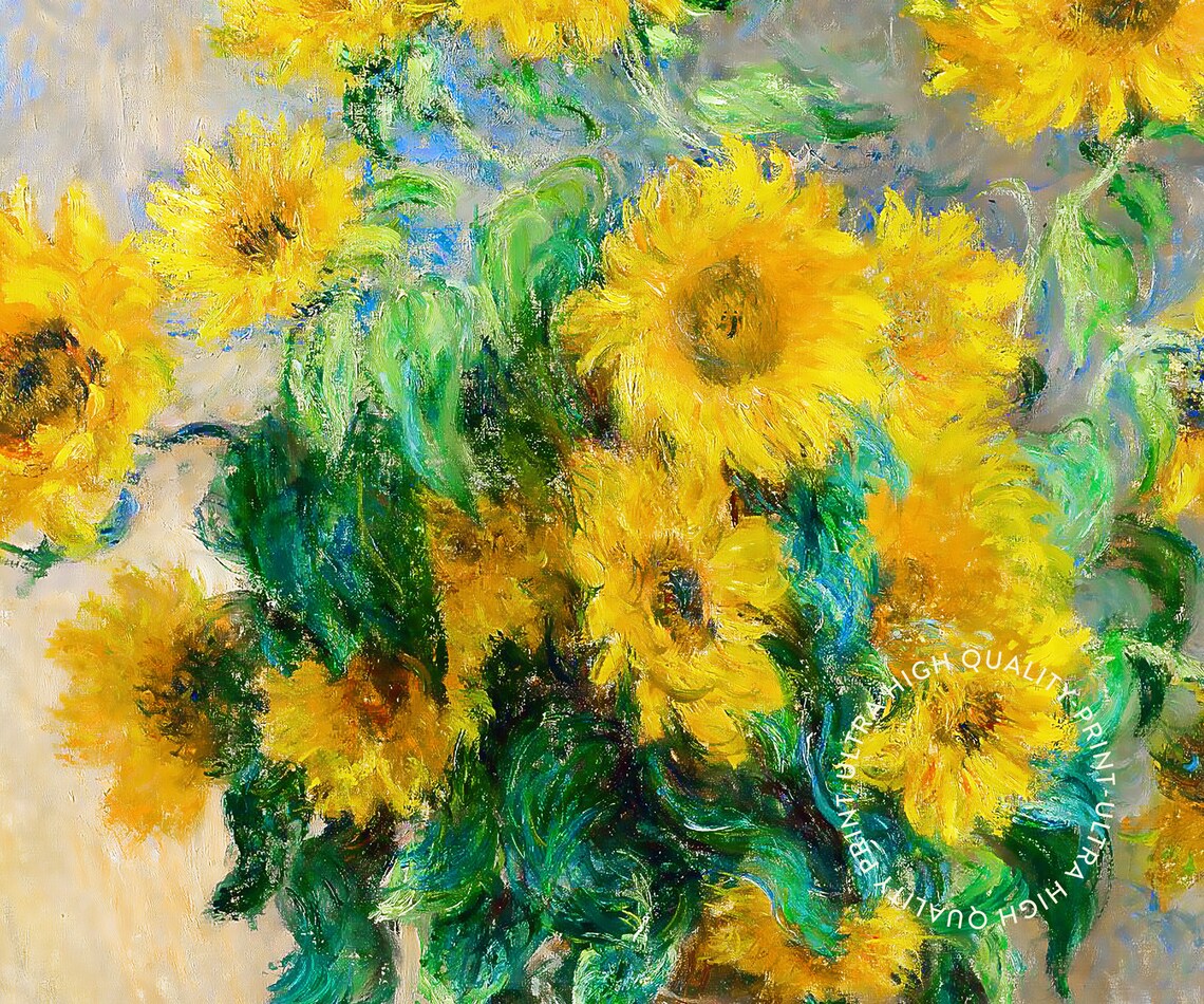 Claude Monet Bouquet of Sunflowers Impressionist Yellow Blooms Art Print - Image 5