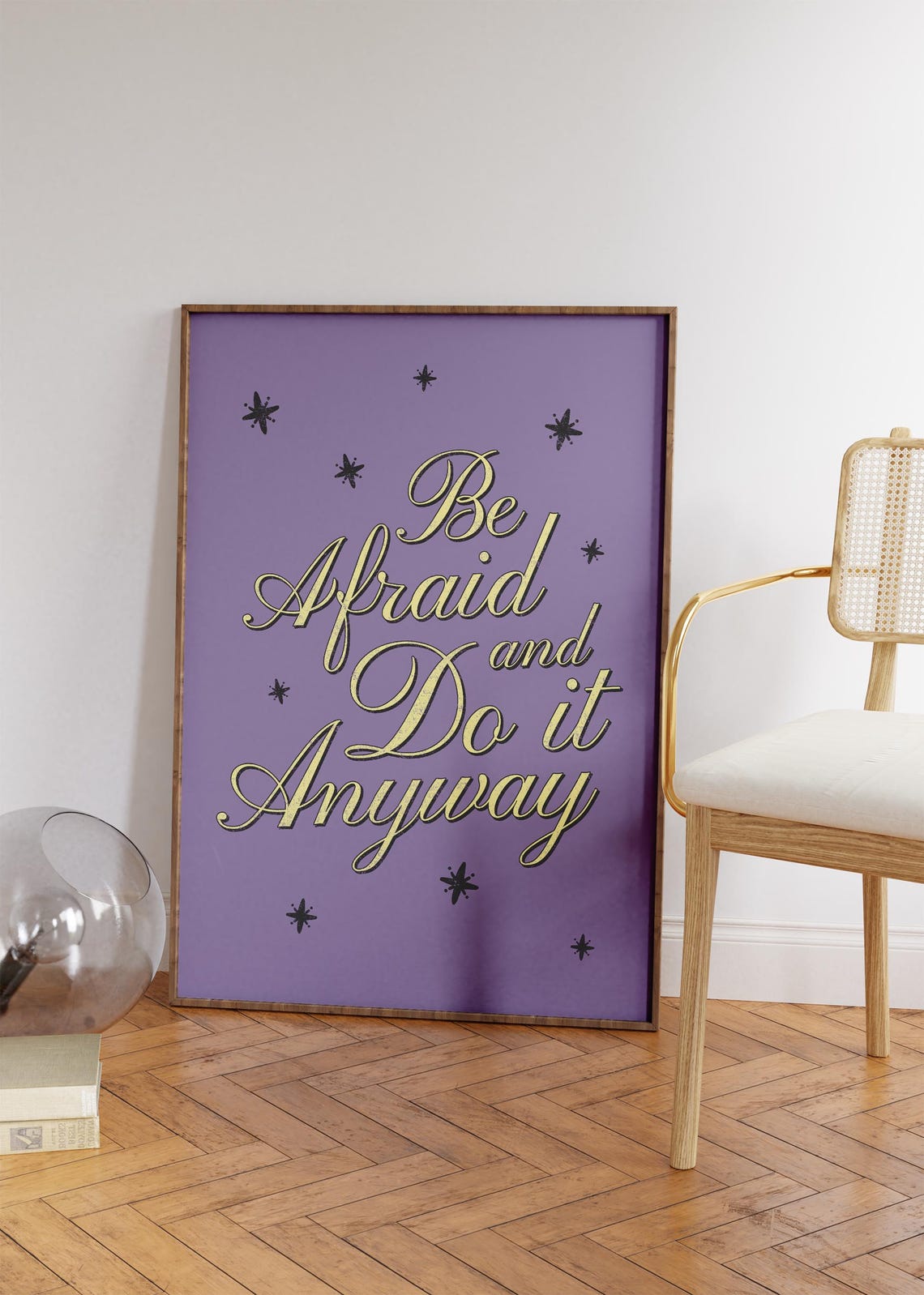 Be Afraid And Do It Anyway Purple Gold Script Quote Wall Poster - Image 4