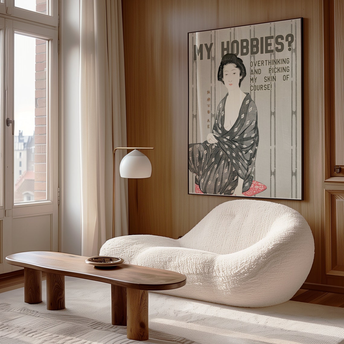 Japanese Print My Hobbies Print Japanese Wall Art Japanese Bar Cart Prints Funny Retro Poster Decor Classic Japanese Woman Art Home - Image 3
