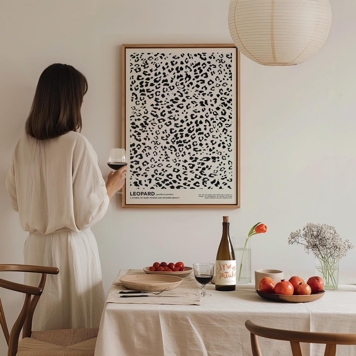 Black and White Leopard Print Panthera Pardus Minimalist Wall Poster - Image 3