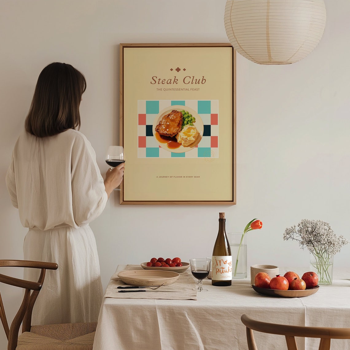 Steak Club Quintessential Feast Retro Dinner Plate Kitchen Art Print - Image 3