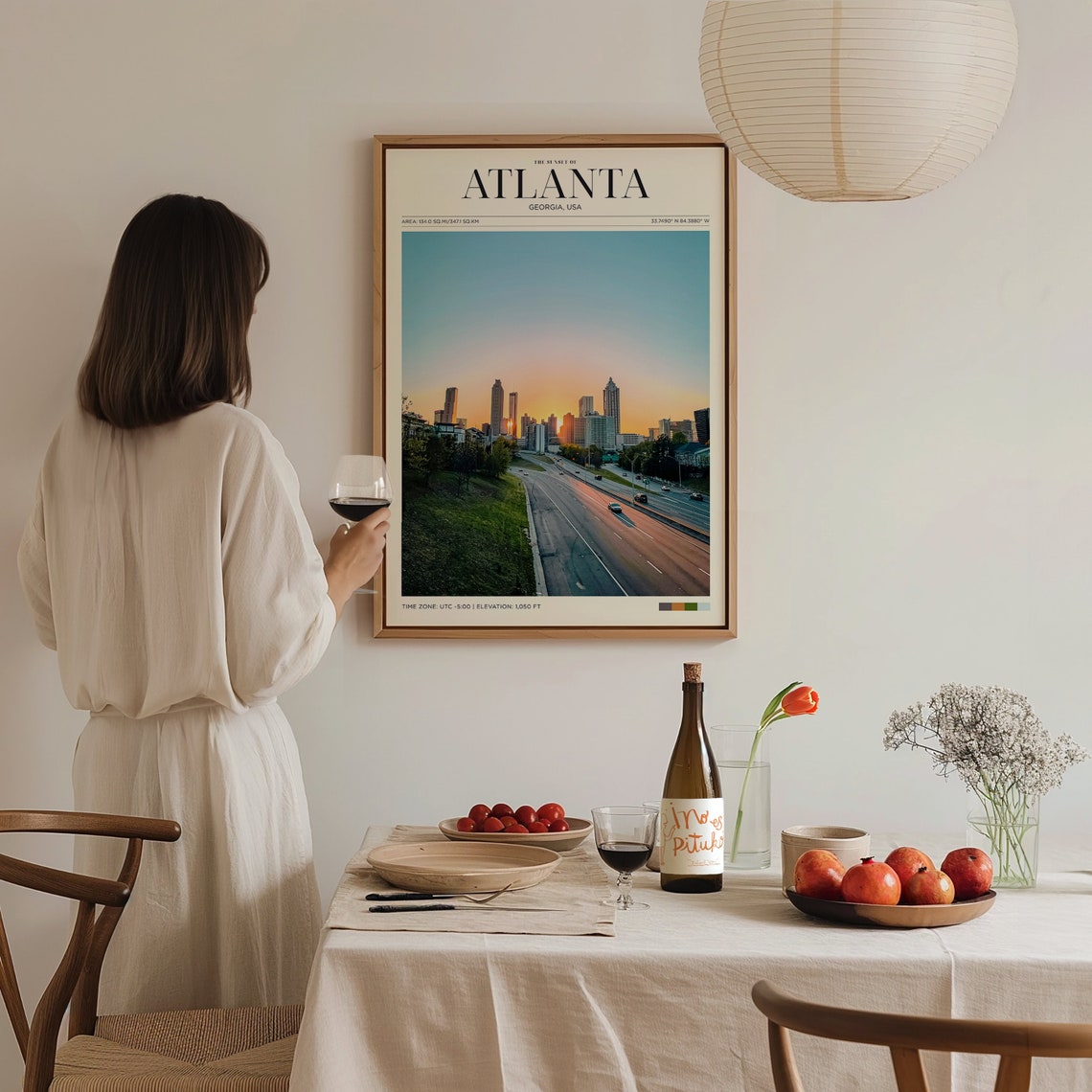 Atlanta Georgia Skyline Sunset Highway Cityscape Modern Travel Poster - Image 3
