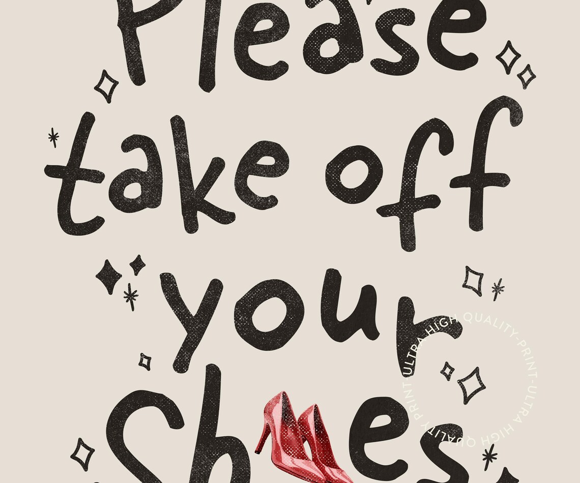 Please Take Off Your Shoes Sparkle Hand Lettered Entryway Art Poster - Image 5