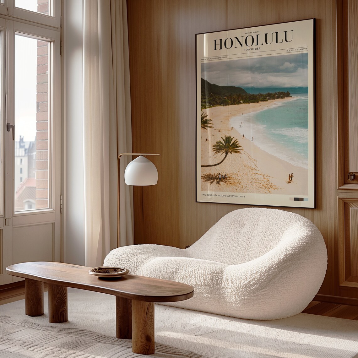 Honolulu Hawaii Island Beach Aerial Palm Turquoise Surf Travel Poster - Image 4