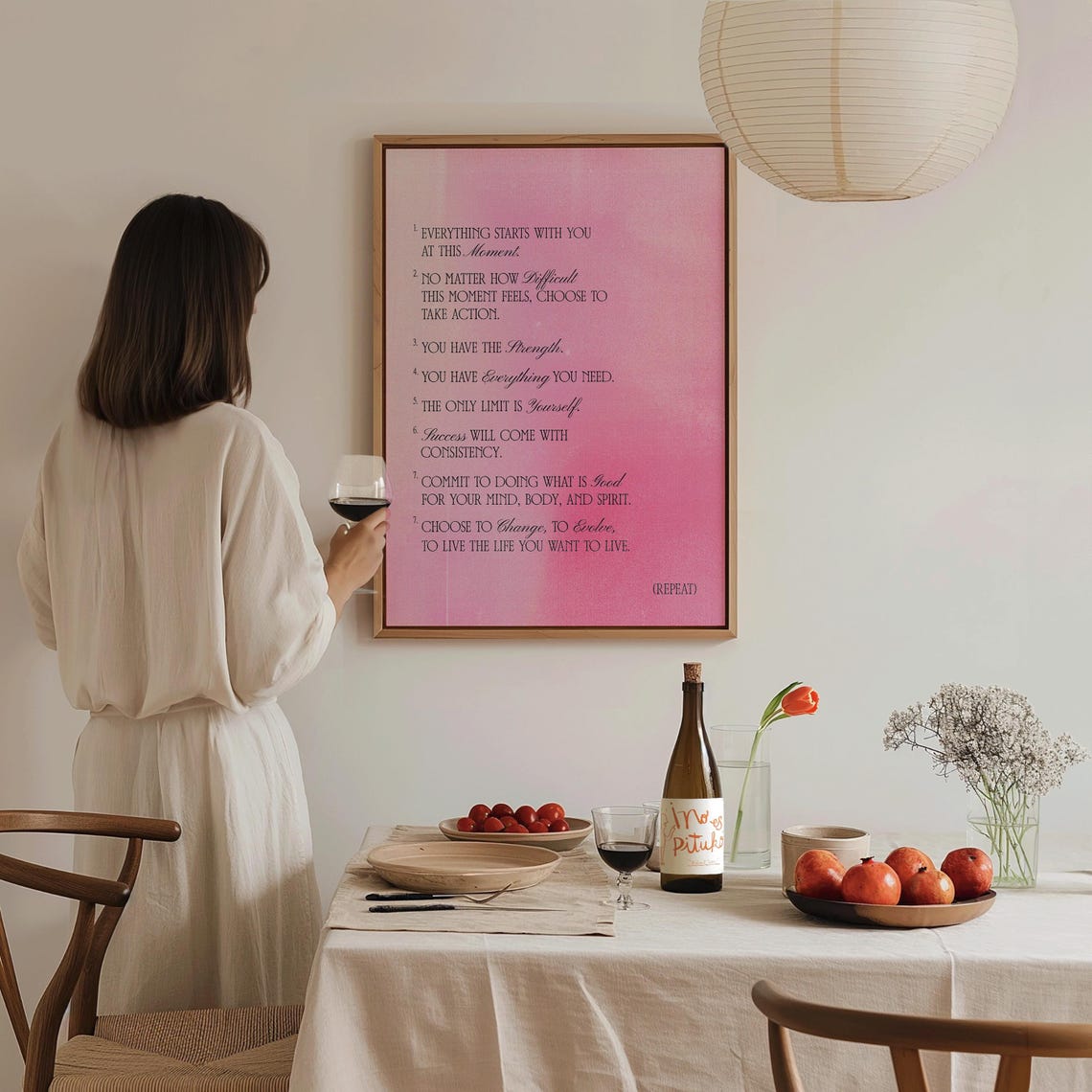 Everything Starts With You Pink Affirmation List Self Love Wall Print - Image 2