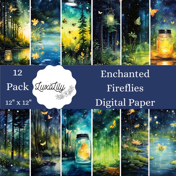 Fireflies Paper Pack, Enchanted Forest Art Print