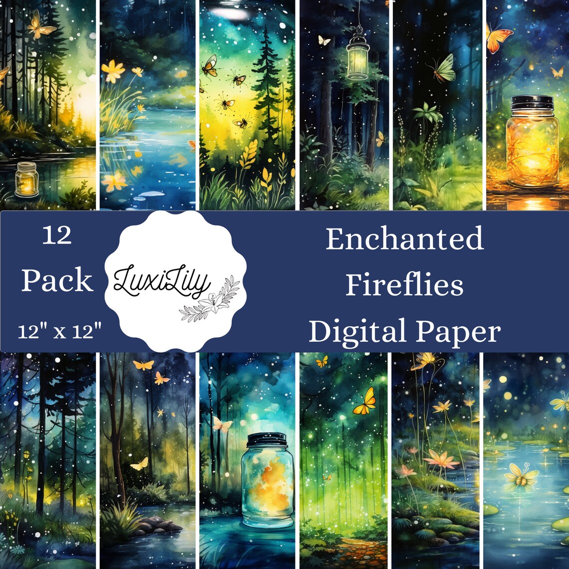 Fireflies Paper Pack, Enchanted Forest Art Print