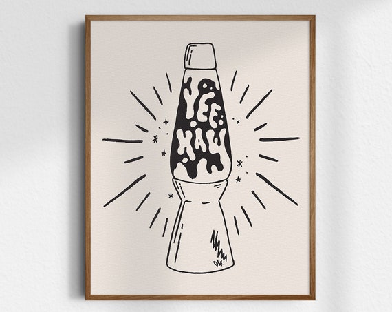 Yee Haw Lava Lamp Gicle Fine Art Print Retro Wall Decor Western Vintage Minimalist Unframed
