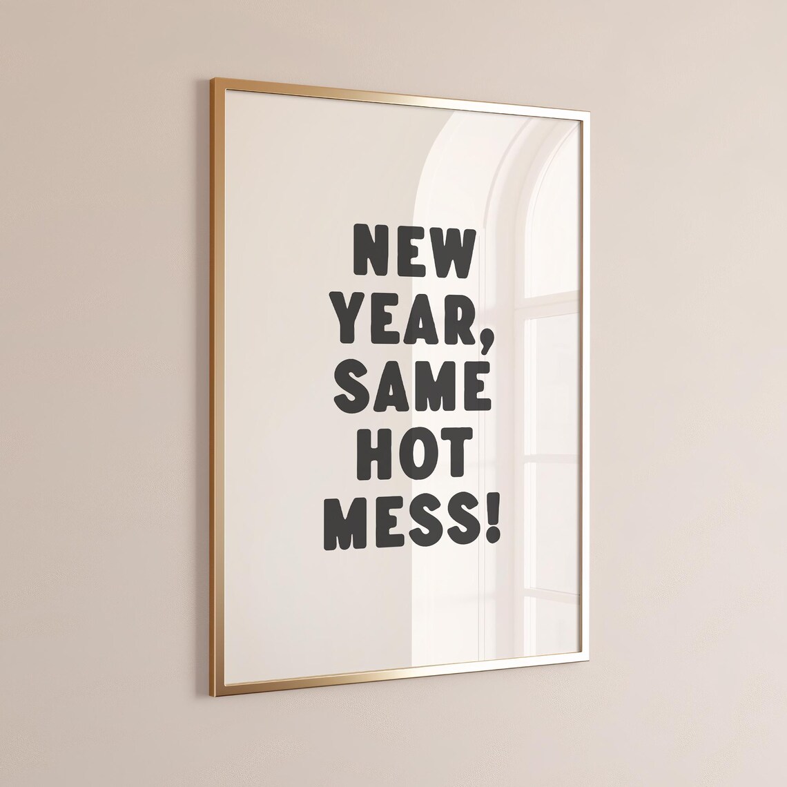 New Year Same Hot Mess Funny New Years Eve Black Typography Poster - Image 2