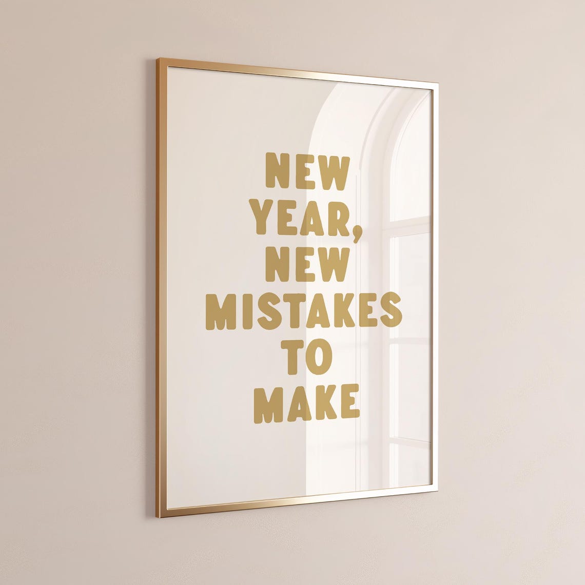 New Year New Mistakes To Make Funny Gold Typography Quote Poster - Image 2